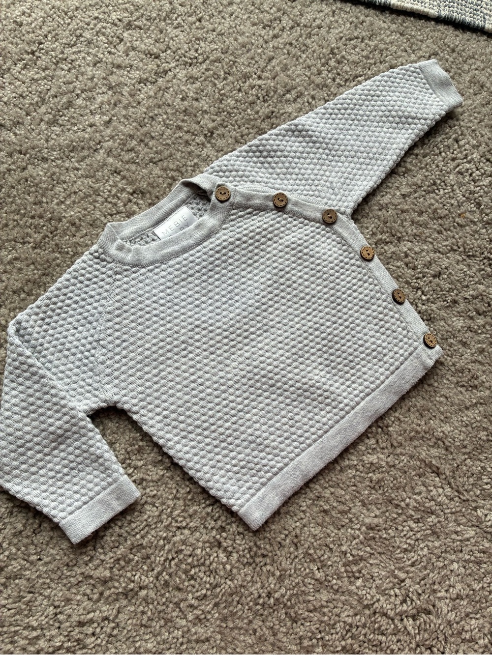 Mebie Baby Soft Knit Baby Sweater in Light Gray